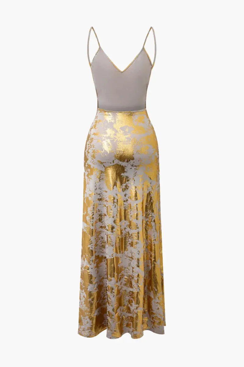 Metallic Gold Slip Maxi Dress