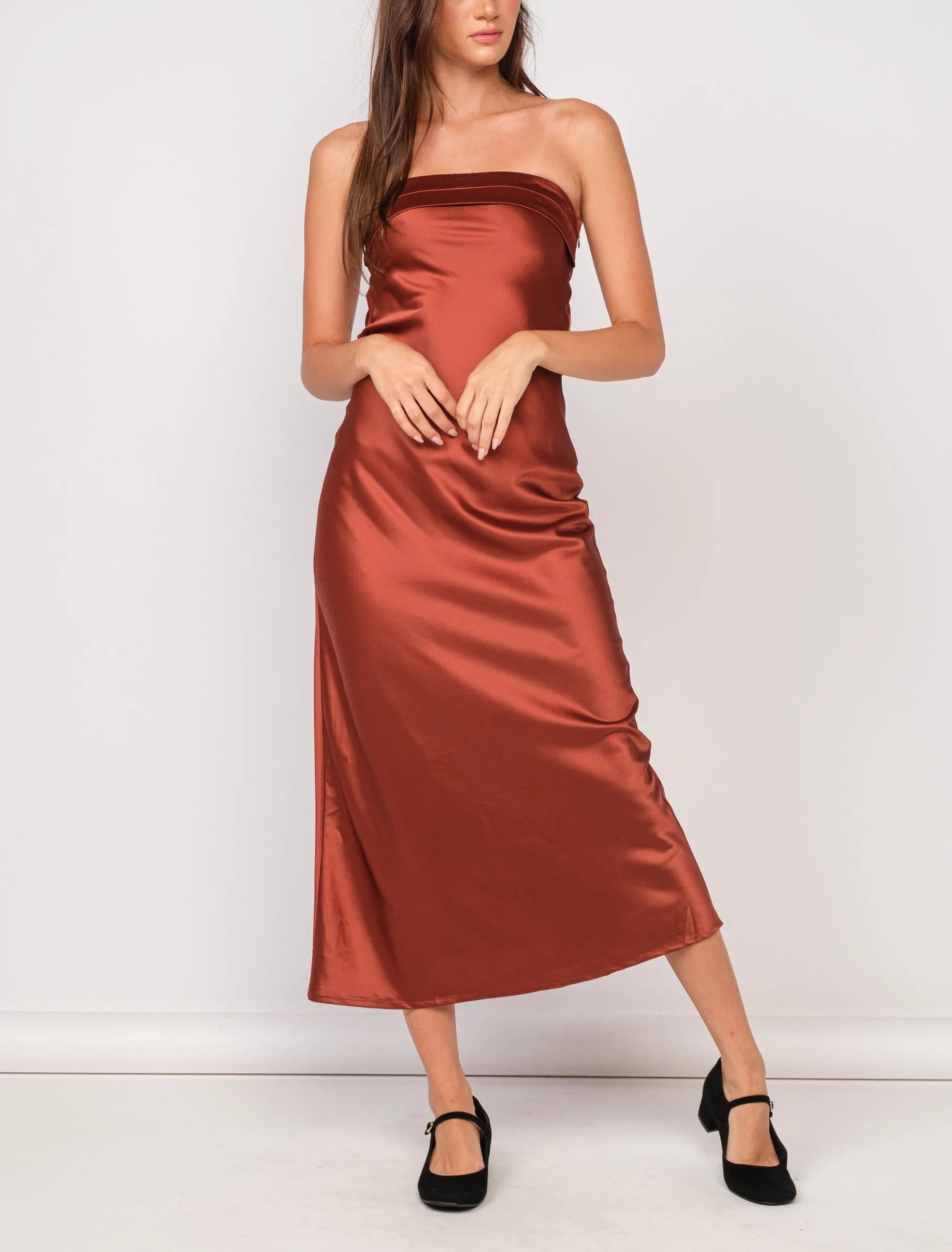 Mila Strapless Satin Dress