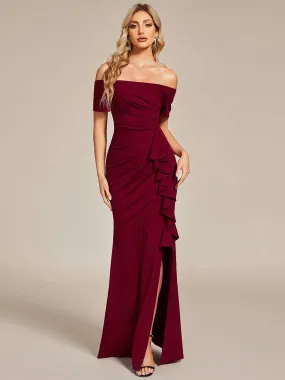 Off Shoulder Split Ruched Wholesale Evening Dresses