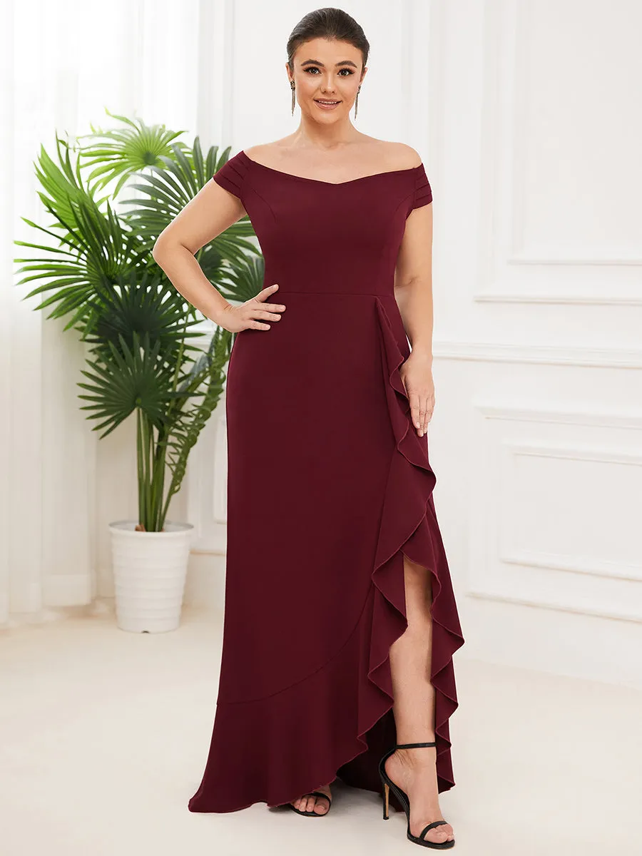 Plus Off Shoulders A Line Wholesale Evening Dresses with Raglan Sleeves