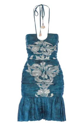 Popa Blue Marmol Mini Dress