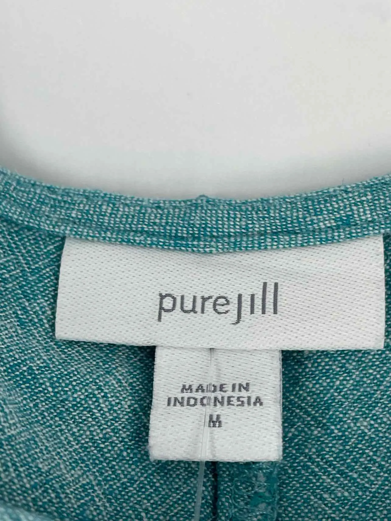 Pure Jill Size M Aqua Variegated Linen Blend Dresses Dress