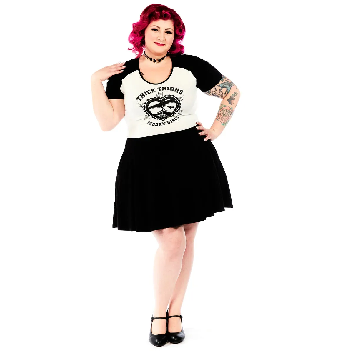 "Thick Thighs, Spooky Vibes" Raglan Skater Dress