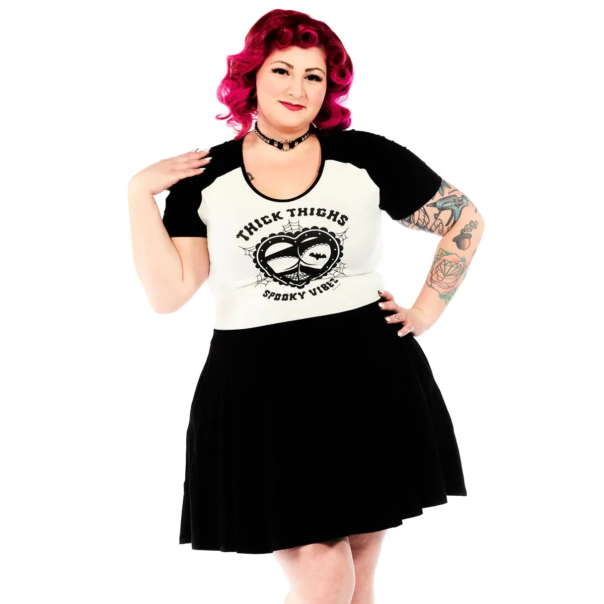 "Thick Thighs, Spooky Vibes" Raglan Skater Dress