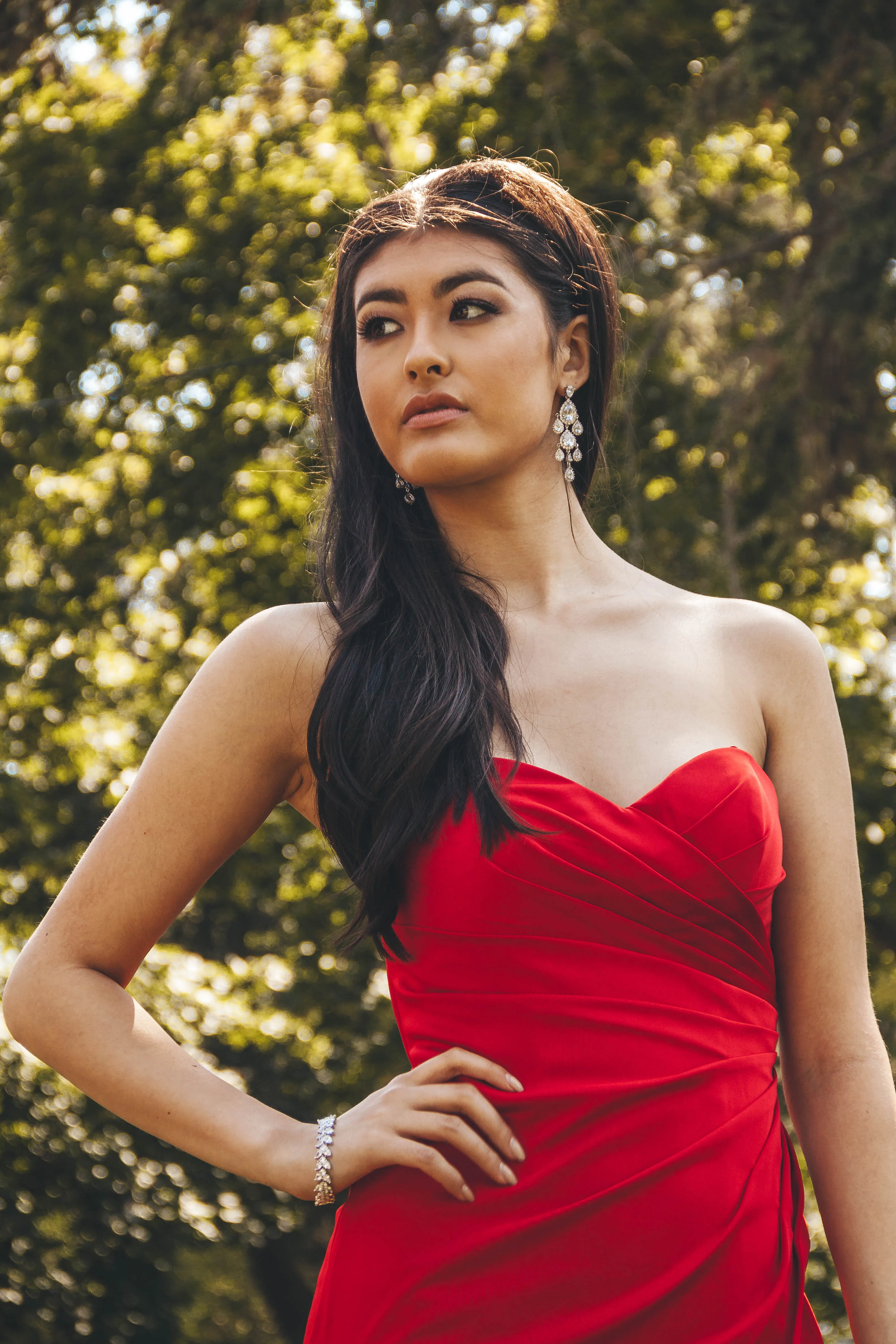 Red Strapless Long Dress