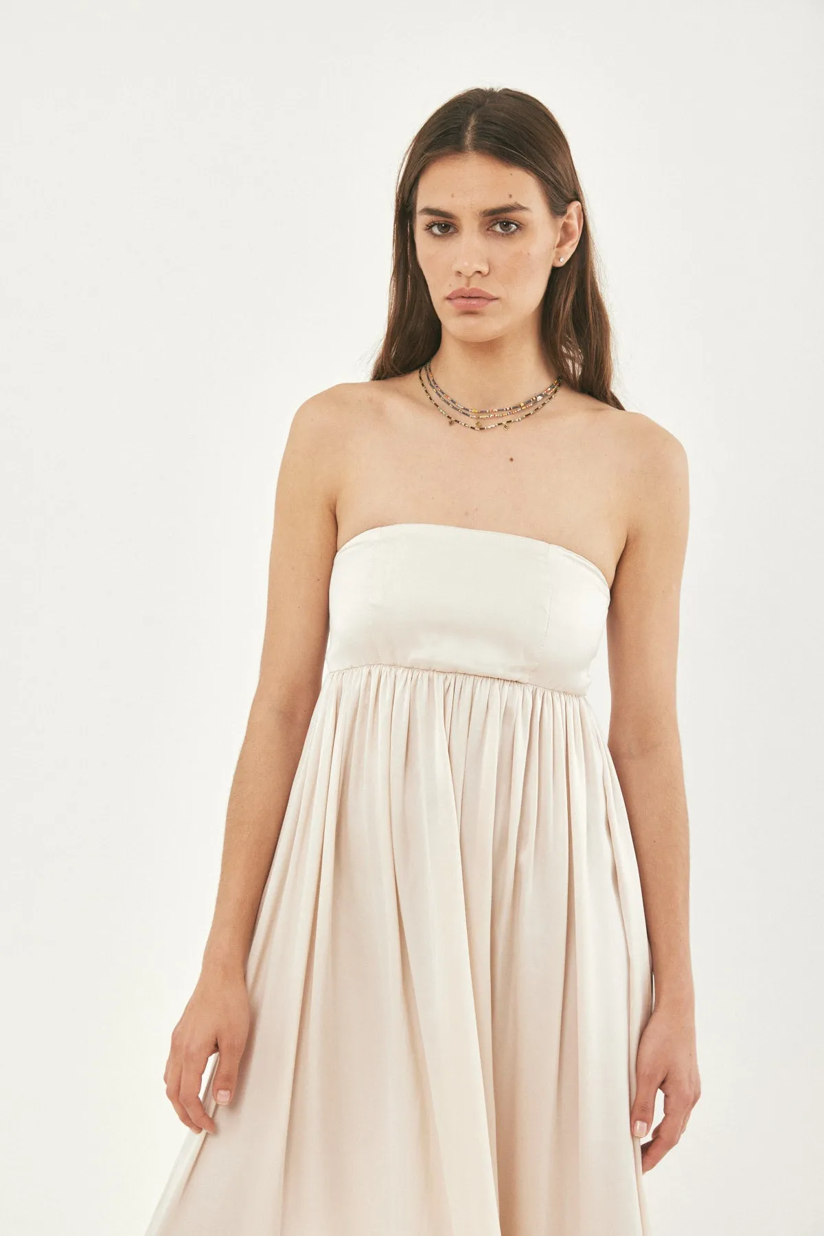 ROCKY SILK STRAPLESS DRESS