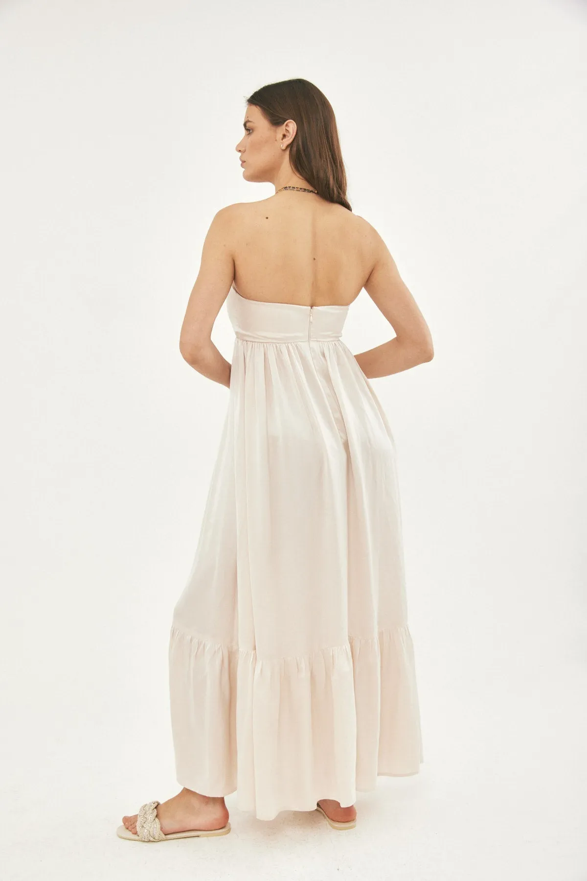 ROCKY SILK STRAPLESS DRESS