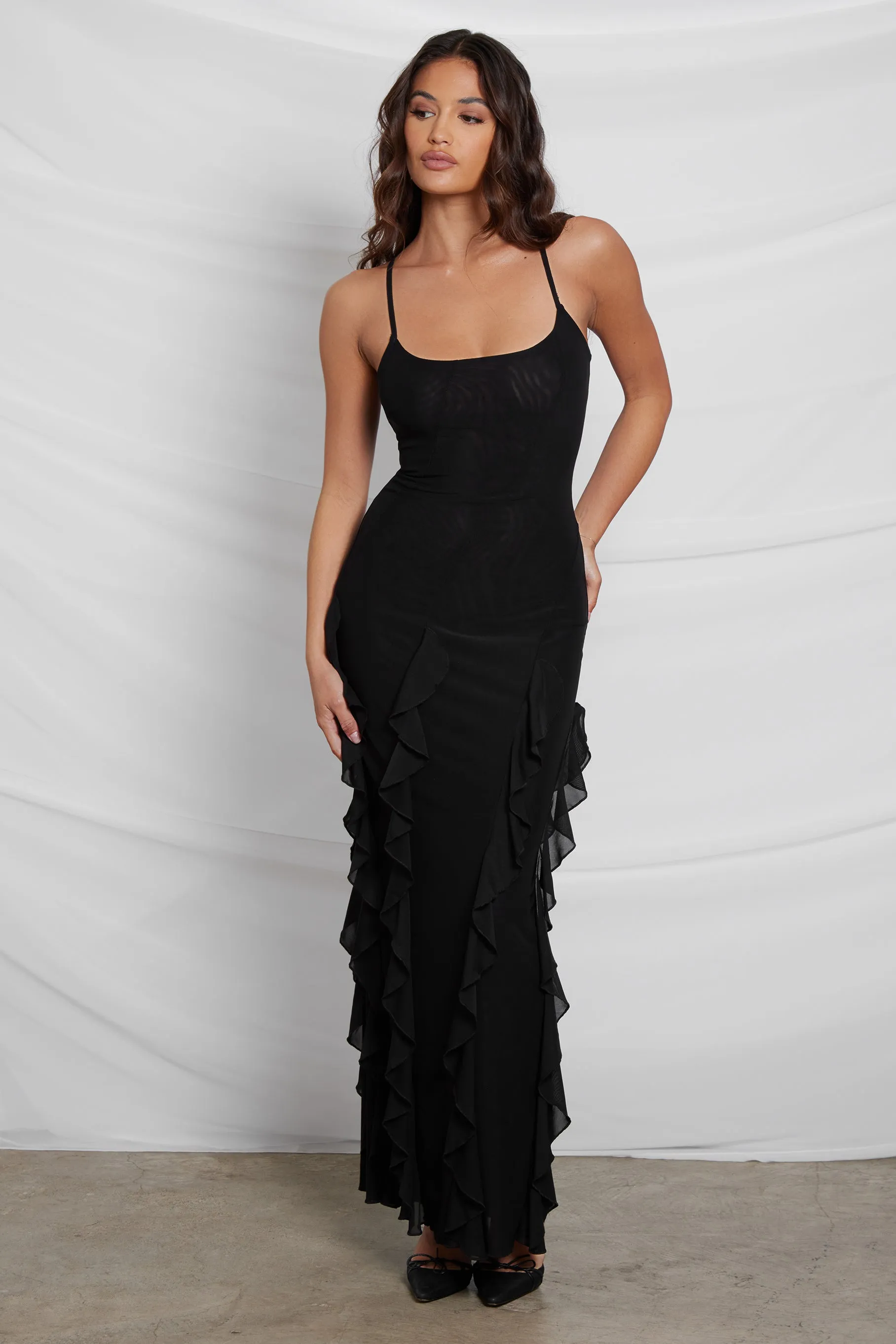 Rodeo Ruffle Mesh Maxi Dress