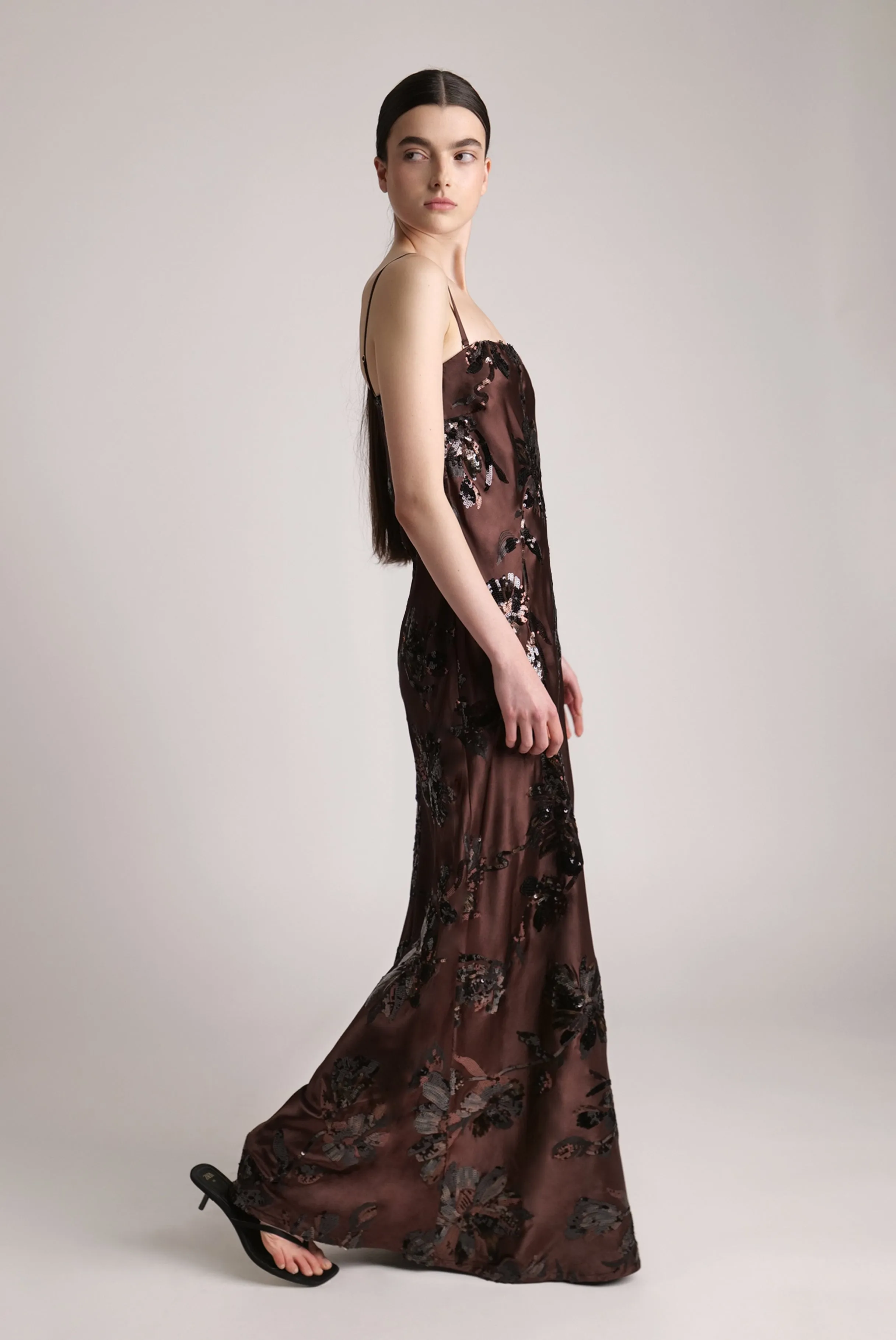 Sabina Musayev Raya Womens Dress in Dark Brown