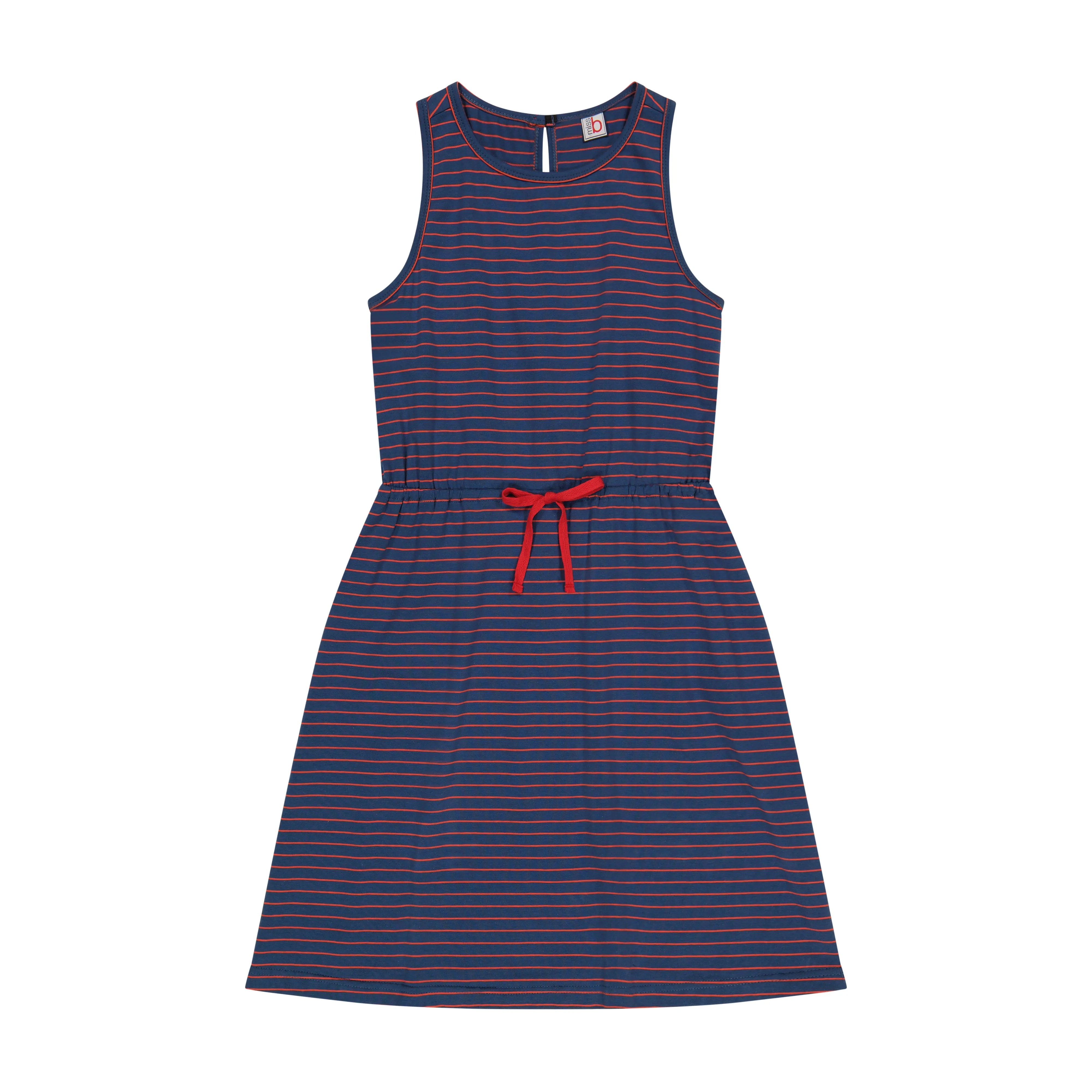 Sara racerback Dress Navy Mini Red Stripe