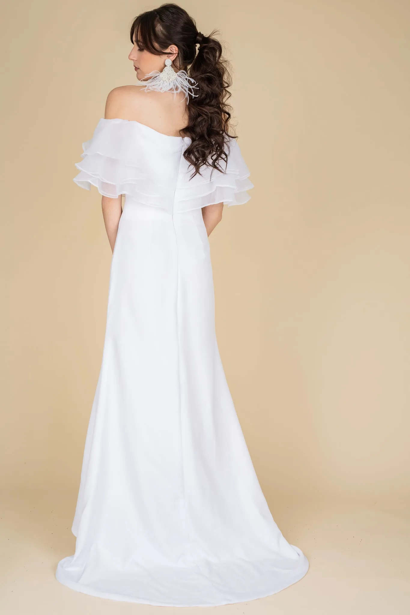 Shoulder less Train Gown