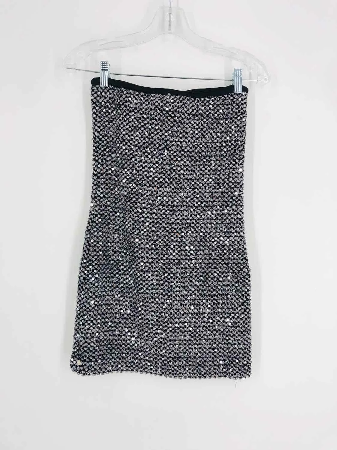 Size L Black/Silver Textured Sequin Dresses Dress