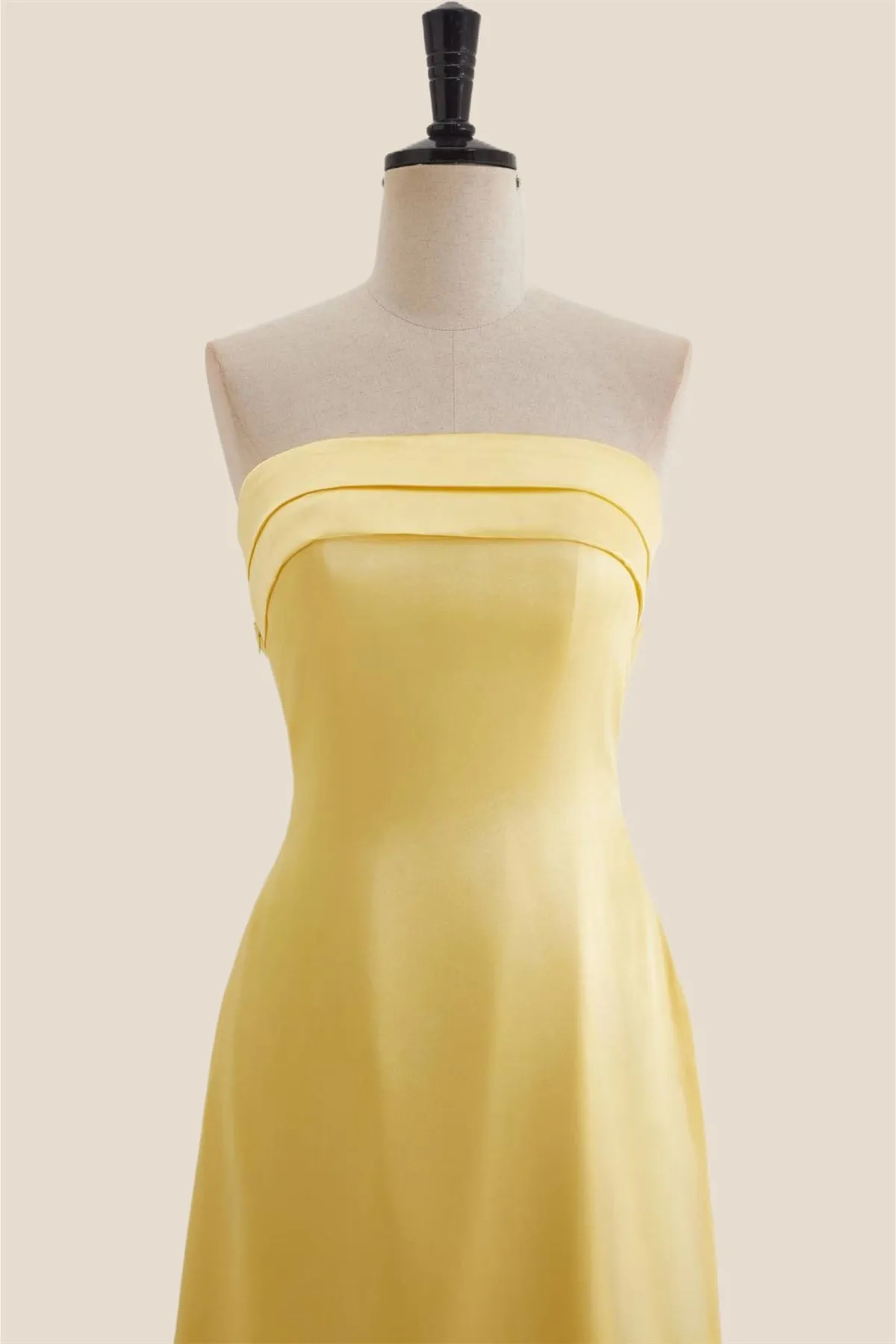 Strapless Yellow A-line Long Party Dress