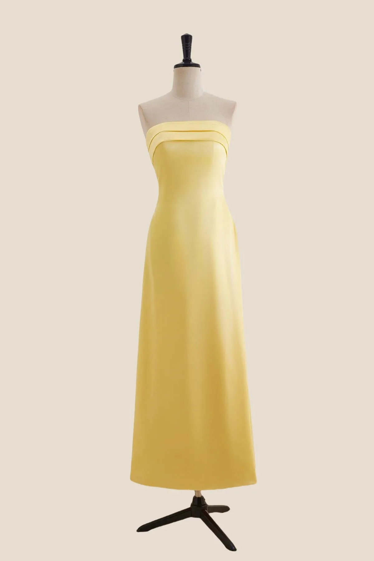 Strapless Yellow A-line Long Party Dress