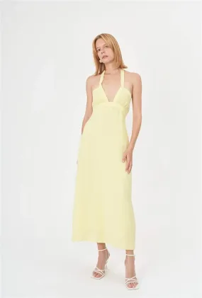 Sustainable Halter Neck Summer Dress - Lemon