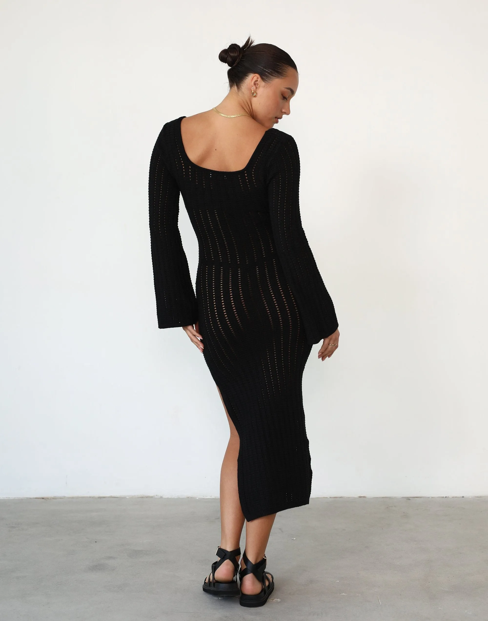 Tana Long Sleeve Maxi Dress (Black)