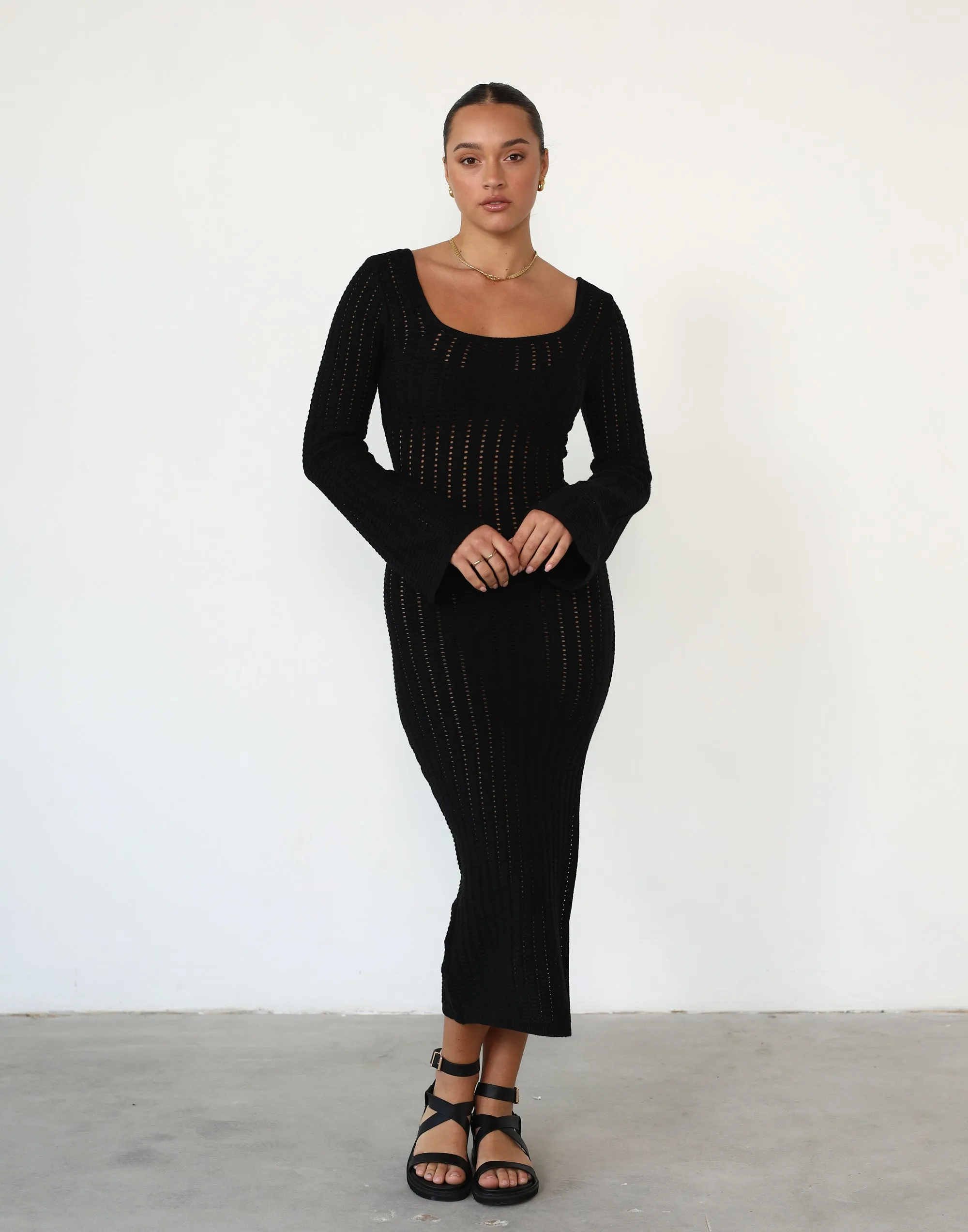 Tana Long Sleeve Maxi Dress (Black)