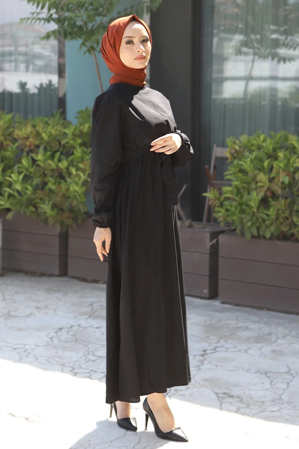 Waist Belted Dress Black