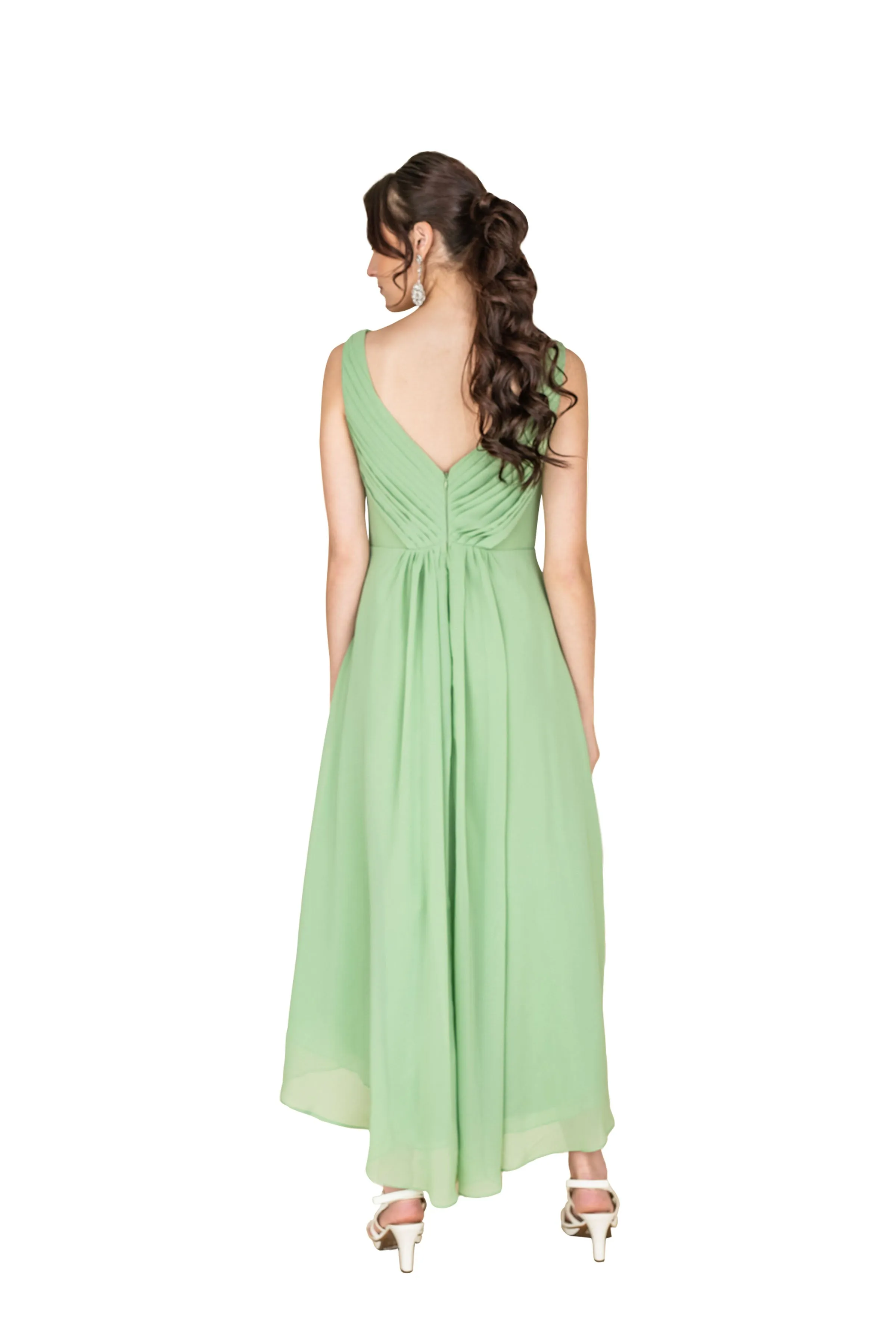 Womens Formal Train Chiffon Midi Dress